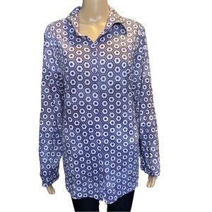 David Cline Geometric Print Button Up Blouse Women’s Size XL